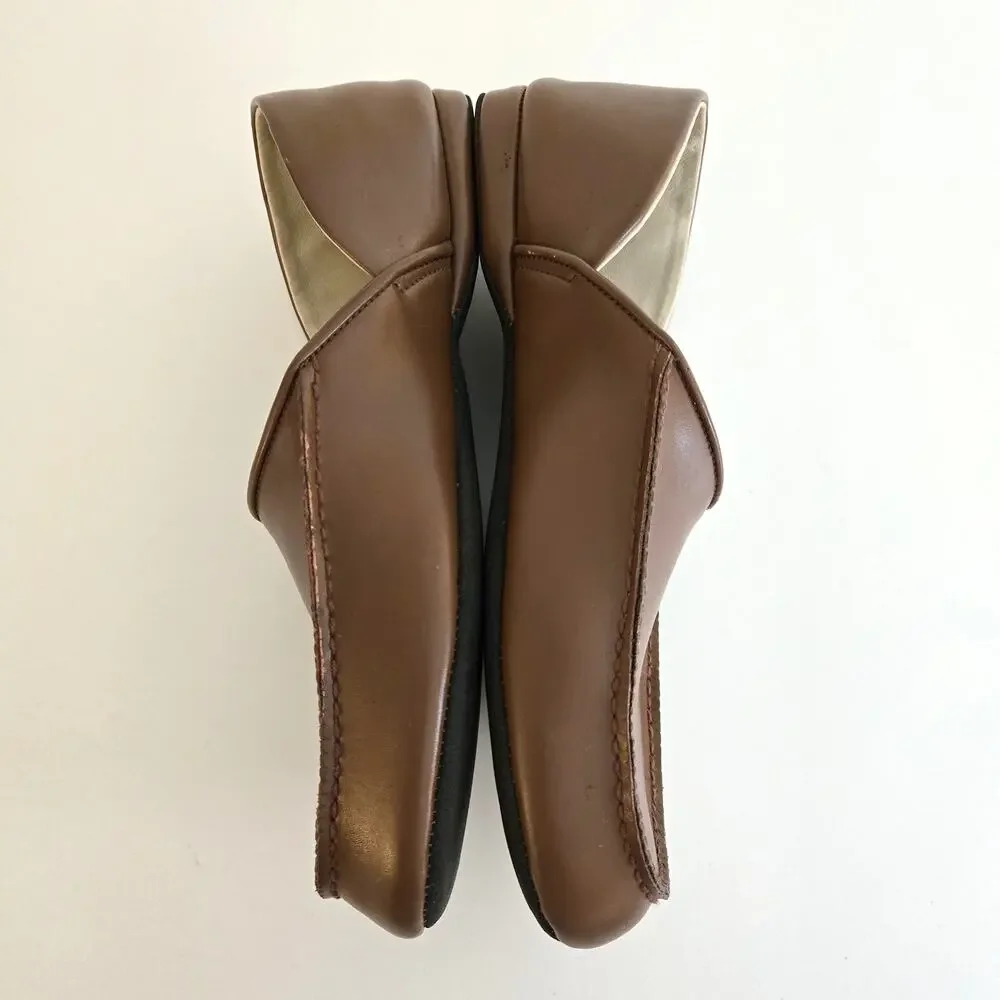 L.B. Evans Men's Brown Leather Slip-On Loafer Slippers Size 10.5M